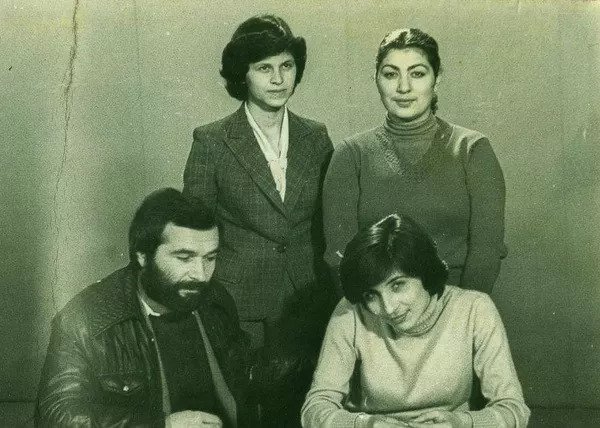 Television staff. From left to right: Amiran Gamgia, Zaira Bigvava, Emma Adleiba, Lyudmila Khagba