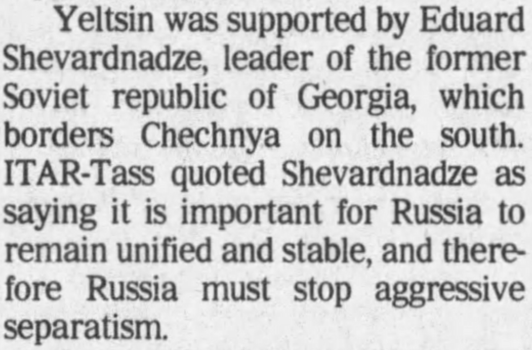 'Grozny assault may be near.' By Chris Bird [AP]. 19 December 1994