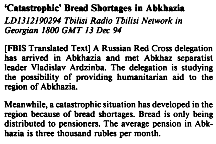 Tbilisi Radio, Tbilisi Network in Georgian, December 13, 1994