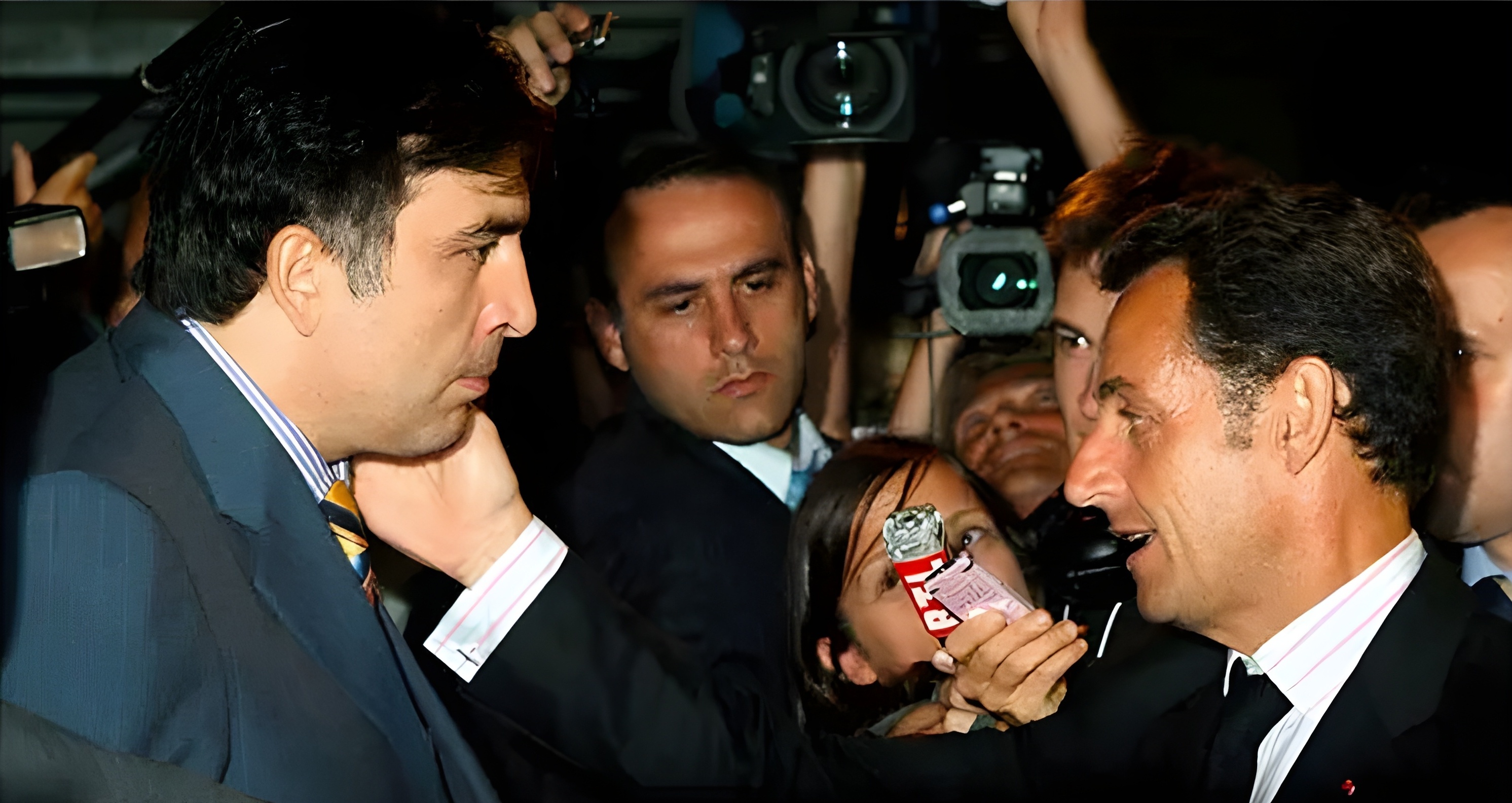 Mikheil Saakashvili of Georgia, left, with President Nicolas Sarkozy of France after talks in Tbilisi.