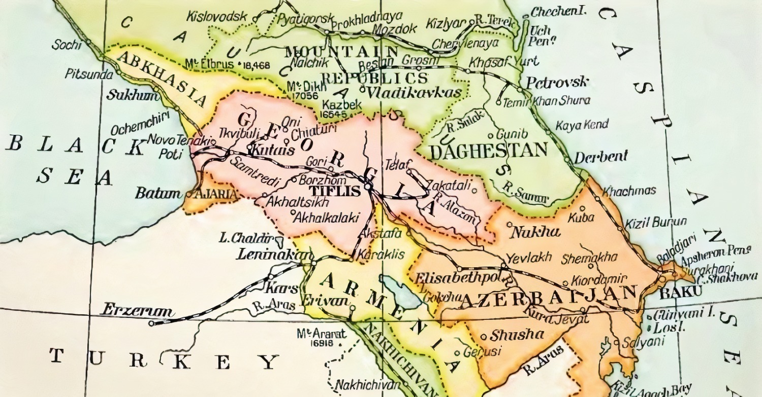 Trans-Caucasia map by Harold Buxton (1926)