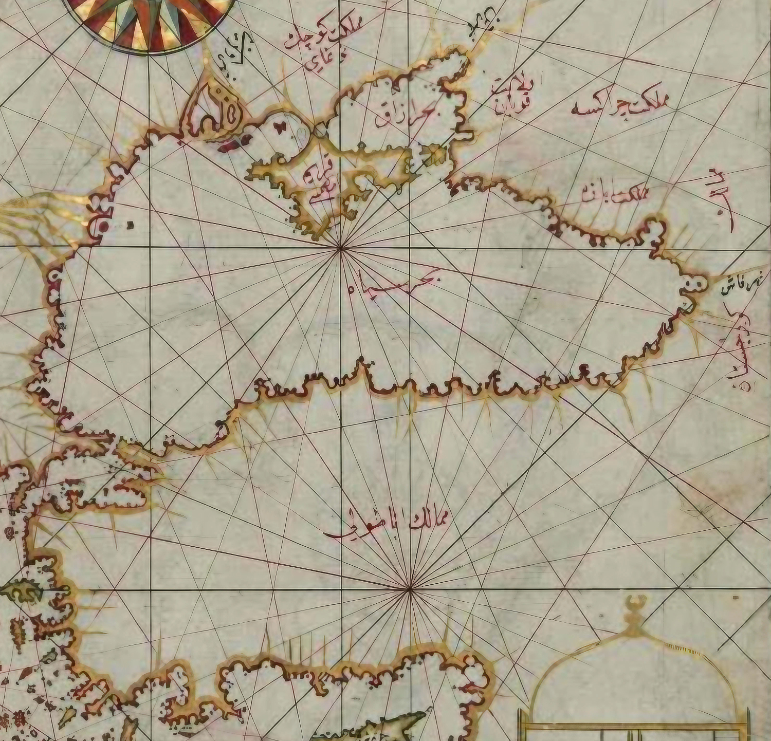 Caucasus and Ottoman Anatolia: Kitab-ı Bahriye (Book of Navigation), by Piri Reis (c. 1465 – 1553). Publication year: 1525 