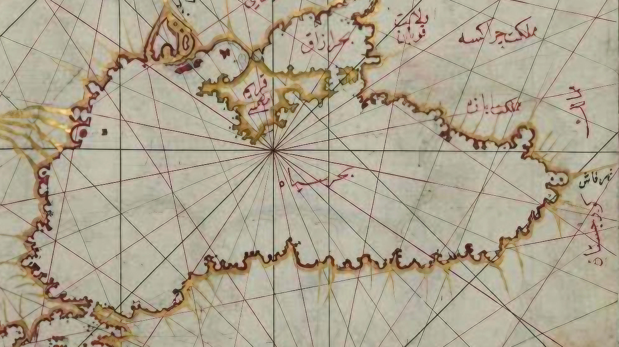 Black Sea Map from the 'Kitab-ı Bahriye (Book of Navigation), by Piri Reis' 1525  | Abkhazia = 'Memleket-i Abaza'.