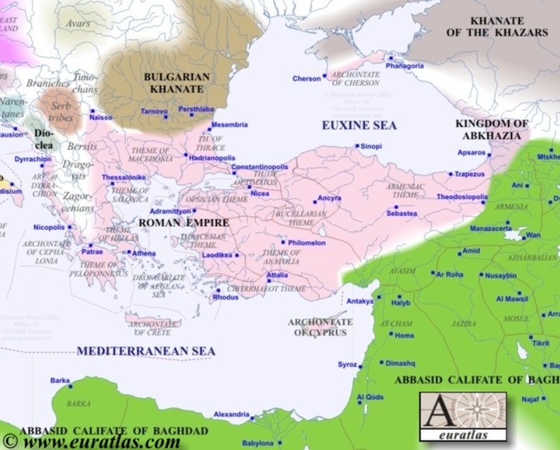 800 yılında Güneydoğu Avrupa. Kaynak: Euratlas.com