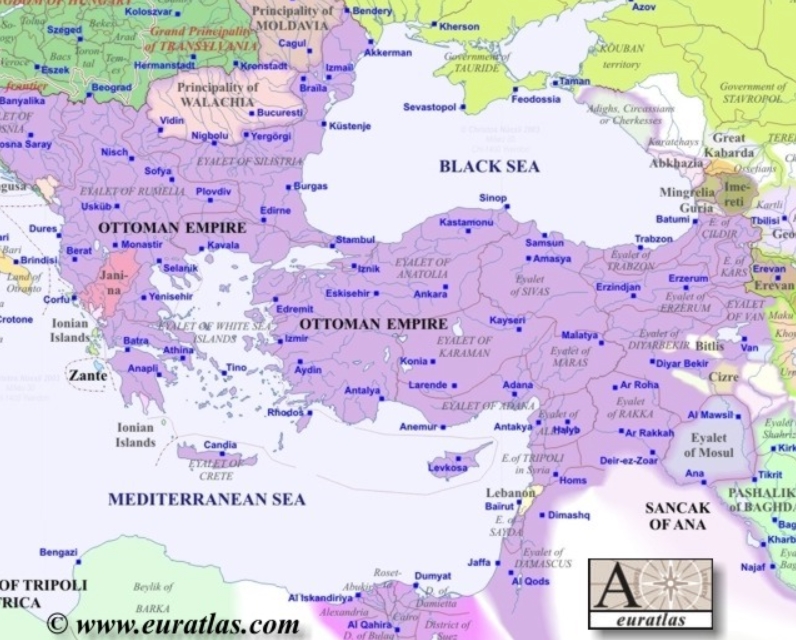 Map of Europe in Year 1800, Southeast - Abkhazia