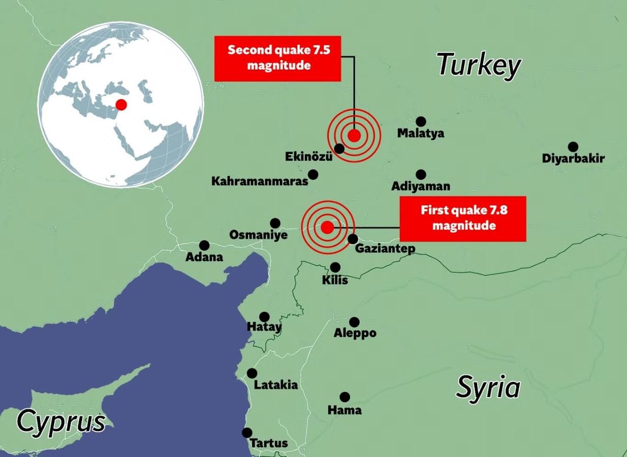 Turkey Syria Earthquake Map 