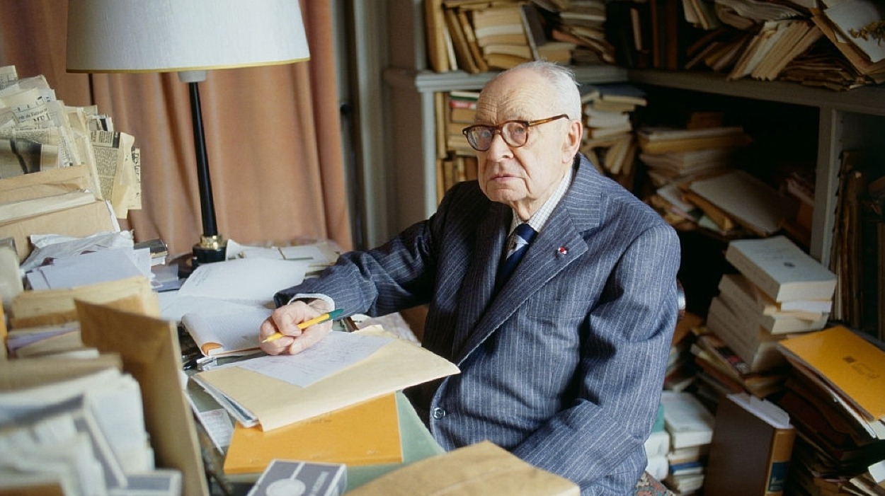 French philologist Georges Dumezil at his office on August 29, 1984