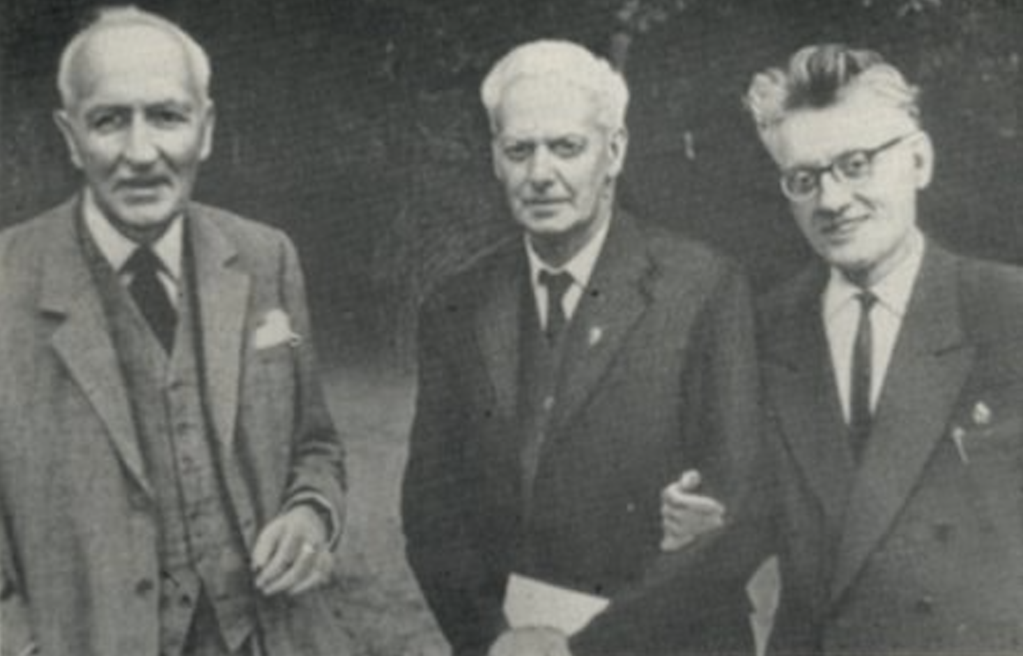 Vasily Abaev (right) with William Edward David Allen and Harold Walter Bailey (middle), (Tbilisi 1965)
