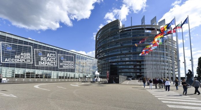 The European Parliament building in Strasbourg, France